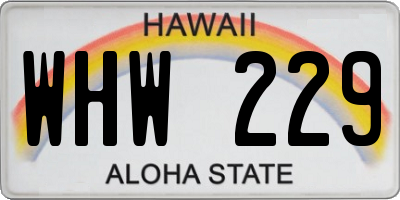 HI license plate WHW229