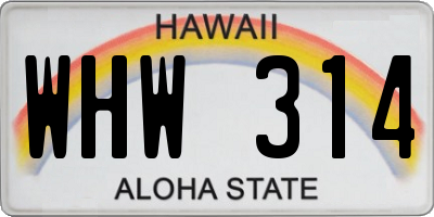 HI license plate WHW314