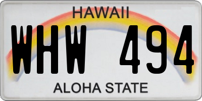 HI license plate WHW494