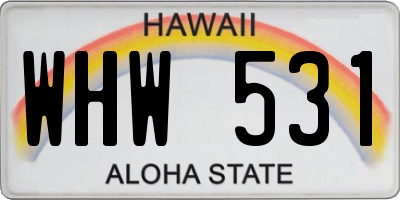 HI license plate WHW531