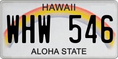 HI license plate WHW546