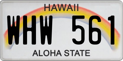 HI license plate WHW561