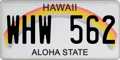 HI license plate WHW562