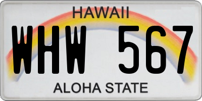 HI license plate WHW567
