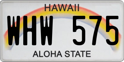 HI license plate WHW575