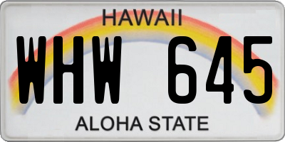HI license plate WHW645