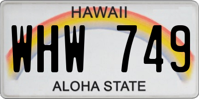 HI license plate WHW749