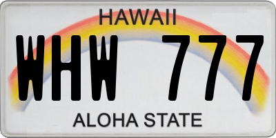 HI license plate WHW777