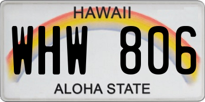 HI license plate WHW806