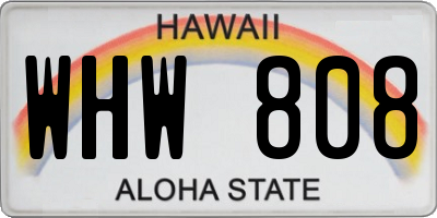 HI license plate WHW808