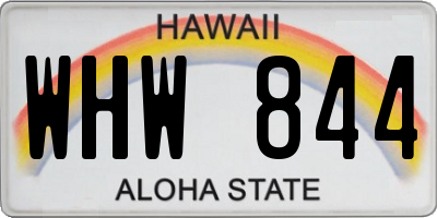 HI license plate WHW844