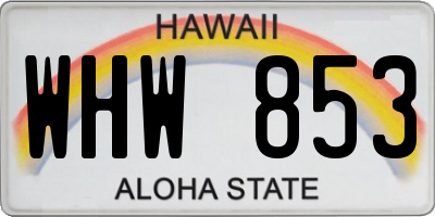 HI license plate WHW853
