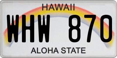 HI license plate WHW870
