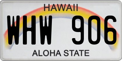 HI license plate WHW906