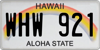 HI license plate WHW921
