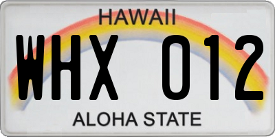 HI license plate WHX012