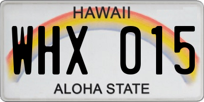 HI license plate WHX015
