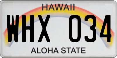 HI license plate WHX034