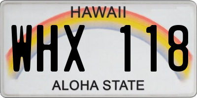 HI license plate WHX118