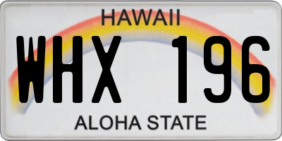 HI license plate WHX196