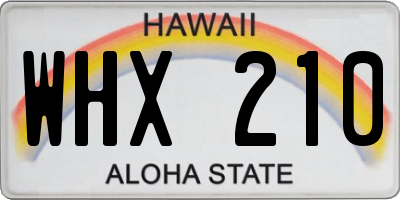 HI license plate WHX210