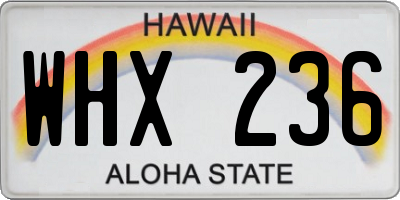 HI license plate WHX236