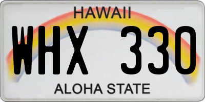 HI license plate WHX330