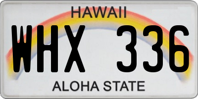 HI license plate WHX336