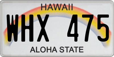 HI license plate WHX475