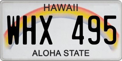 HI license plate WHX495