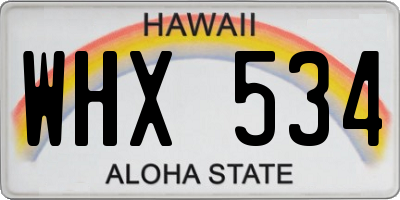 HI license plate WHX534
