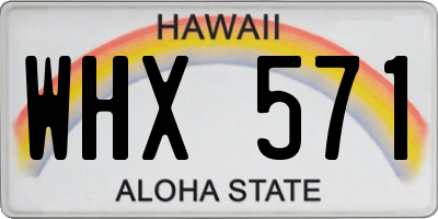 HI license plate WHX571