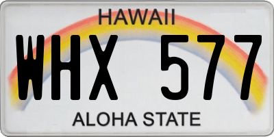 HI license plate WHX577