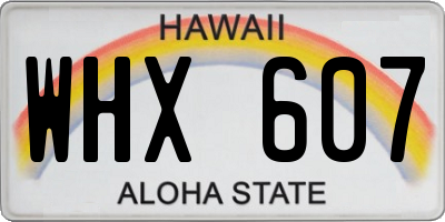 HI license plate WHX607