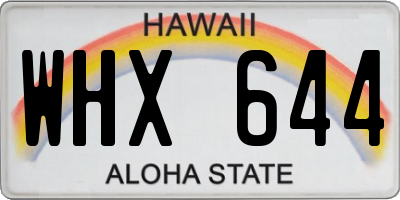 HI license plate WHX644