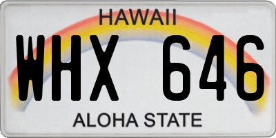 HI license plate WHX646