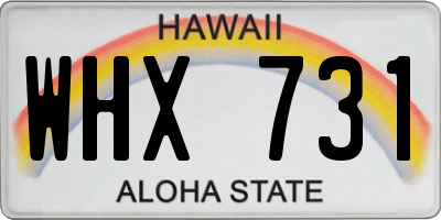 HI license plate WHX731