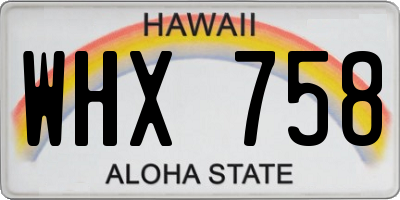 HI license plate WHX758