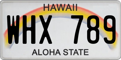 HI license plate WHX789