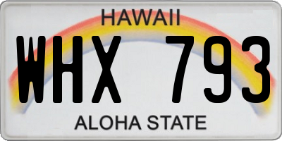 HI license plate WHX793