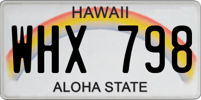 HI license plate WHX798