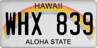 HI license plate WHX839