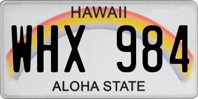 HI license plate WHX984