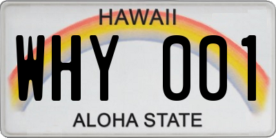 HI license plate WHY001