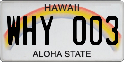 HI license plate WHY003