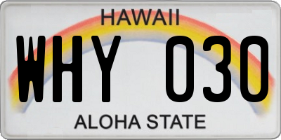 HI license plate WHY030
