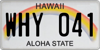 HI license plate WHY041