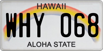 HI license plate WHY068