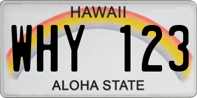HI license plate WHY123