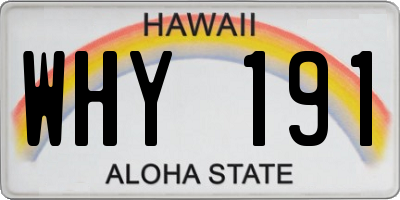 HI license plate WHY191